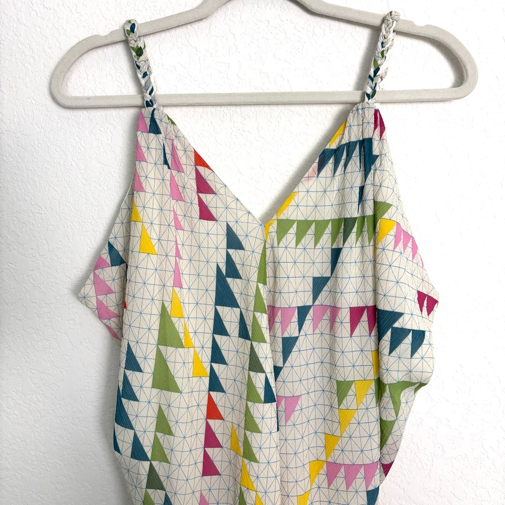 Mara Hoffman Y2K Geometric Multicolor Silk Cami Women's 2 Vacay Resort Artsy